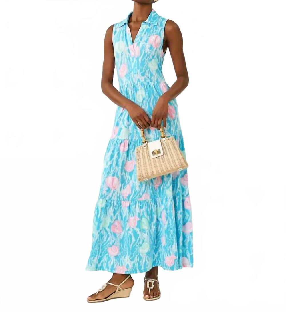 NEW LILLY PULITZER riegan maxi dress in capri blue shelden - Picture 1 of 7